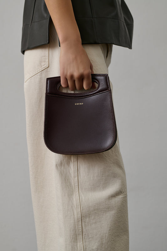 Sac Cheri Mini - Bordeaux Foncé - Cuir - Femme