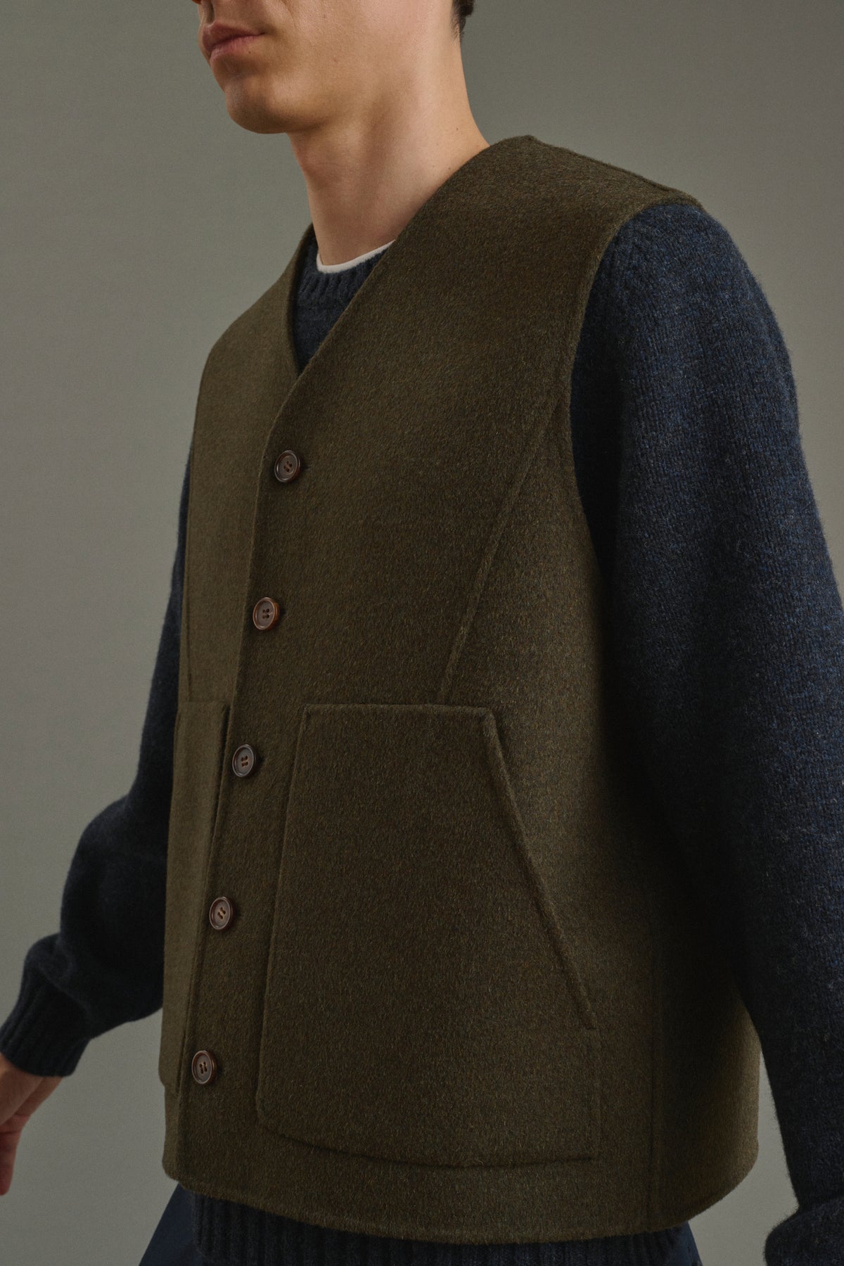 Jacket Romain - Heathered Khaki - Double-Faced - Men vue 3