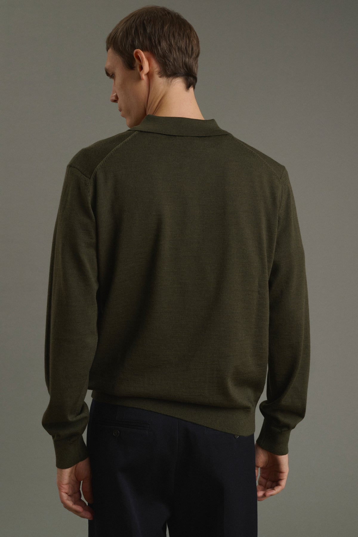 Pullover Etienne - Mélange Khaki - Merino Wool - Men vue 2