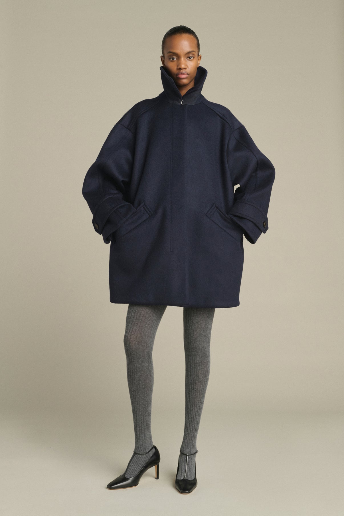 Kasper Coat - Dark Navy - Wool - Women vue 1