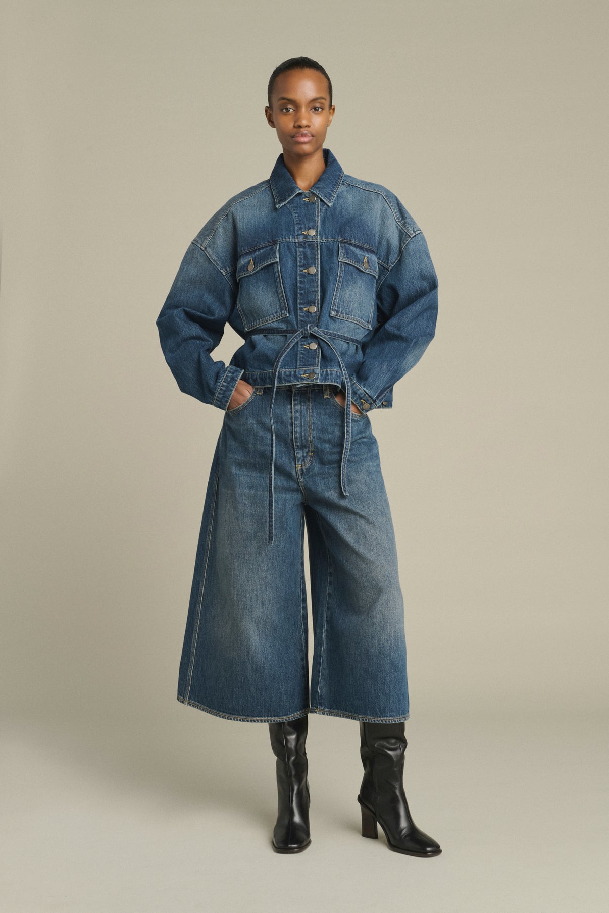 Joyce Bermuda shorts - Washed Blue denim - Cotton - Women vue 1