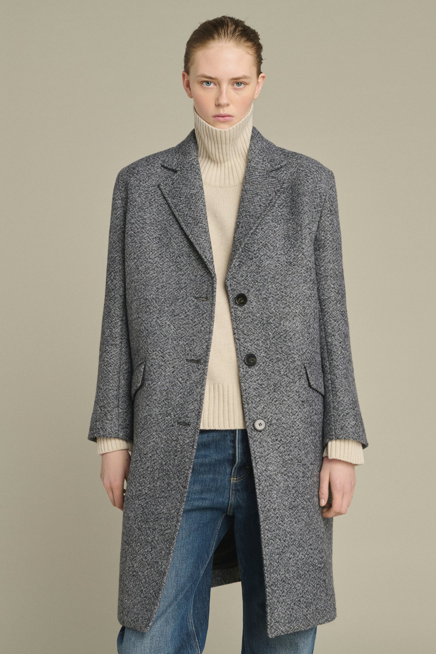 Leon Coat - Grey/Black - Wool - Women