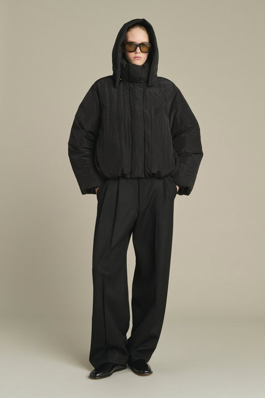 Java - Black Reversible Short Puffer Jacket for Women - Soeur