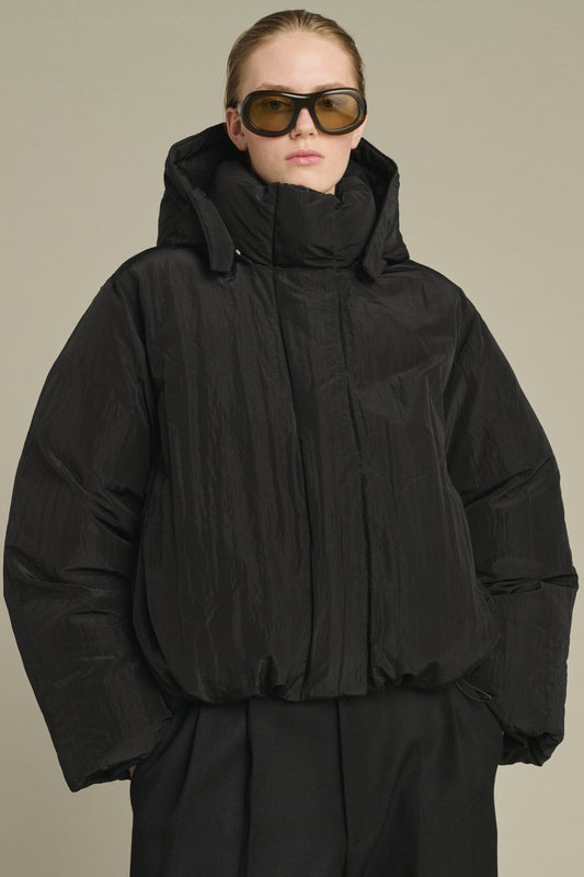 Java - Black Reversible Short Puffer Jacket for Women - Soeur