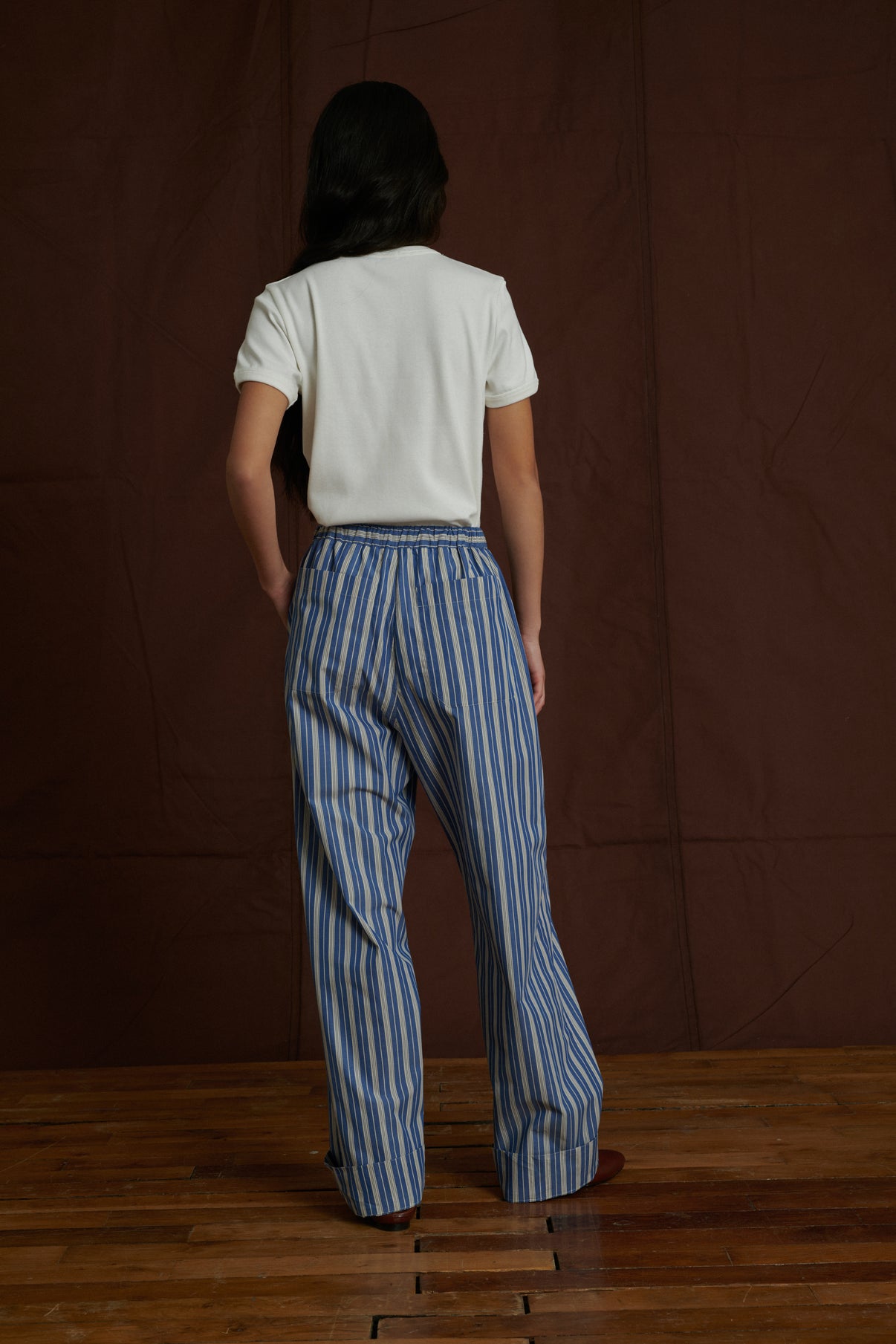 Pantalon Albert - Bleu/Blanc - Coton - Femme vue 2