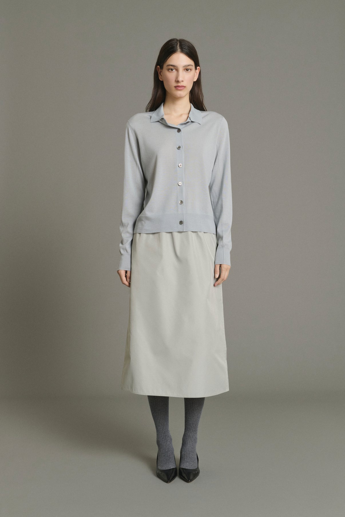 Hailey Cardigan - Pale Blue - Merino Wool - Women vue 1